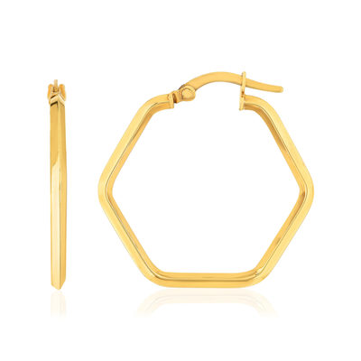 Créoles or 375 jaune hexagonale - vue 1