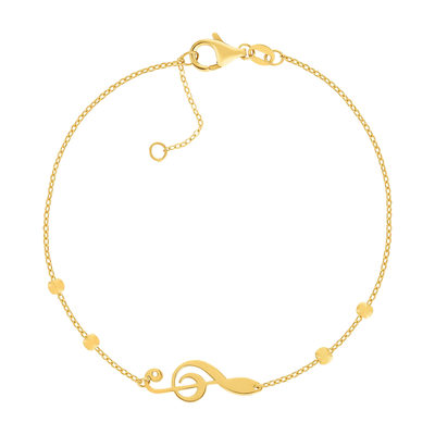 Bracelet or 375 jaune motif clef de sol 19 cm