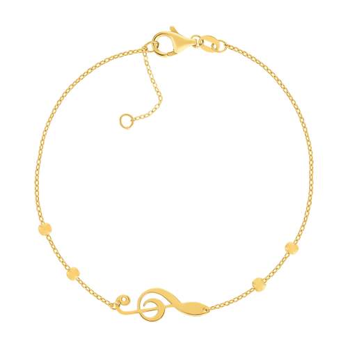 Bracelet or 375 jaune motif clef de sol 19 cm