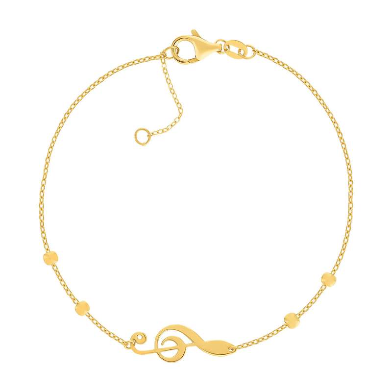 Bracelet or 375 jaune motif clef de sol 19 cm - vue 1