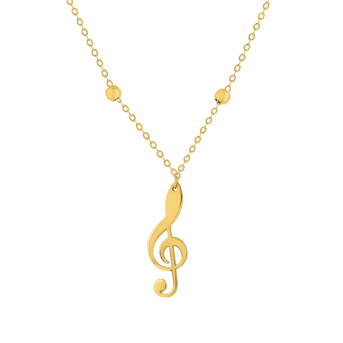 Collier or 375 jaune motif clef de sol 45 cm