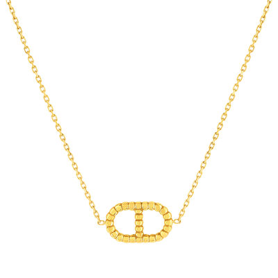 Collier or 375 jaune motif maille marine 45cm