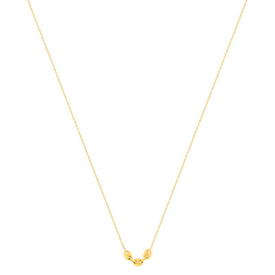 Collier or 375 jaune 3 motifs grain de café 45cm