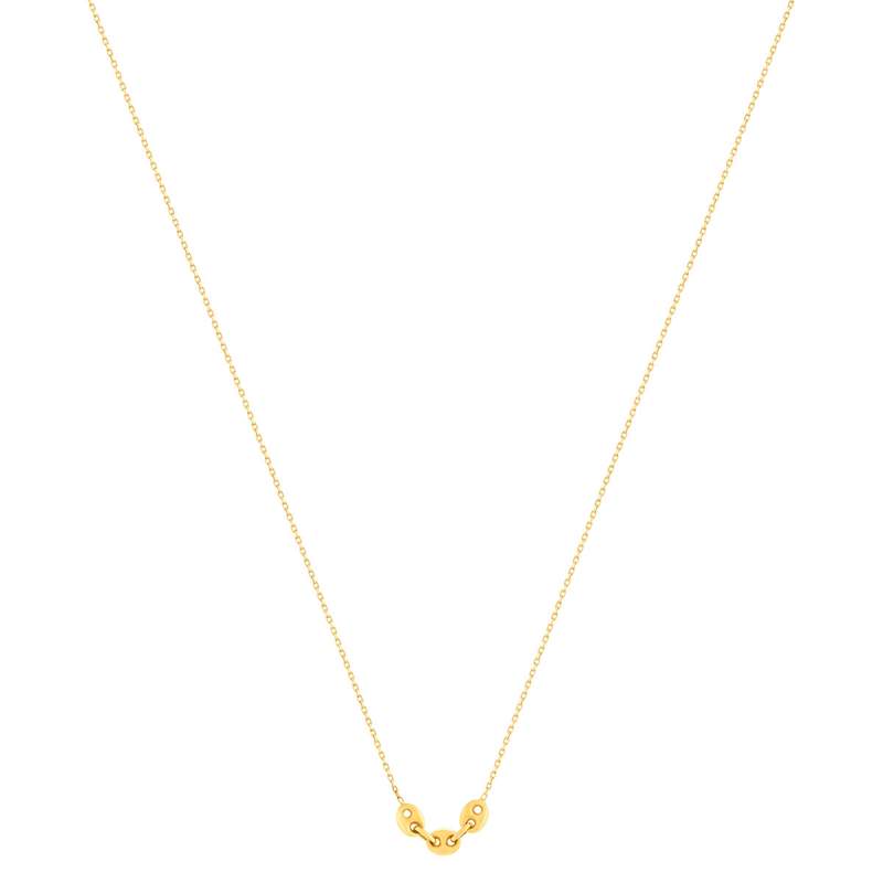 Collier or 375 jaune 3 motifs grain de café 45cm - vue 1