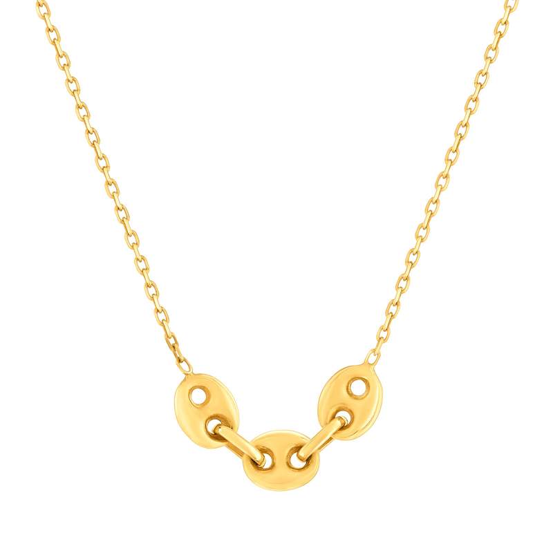 Collier or 375 jaune 3 motifs grain de café 45cm - vue 2