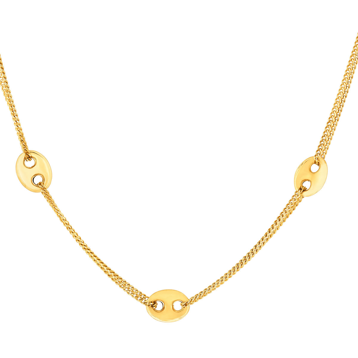 Collier or 375 jaune 5 motifs grain de café 45 cm