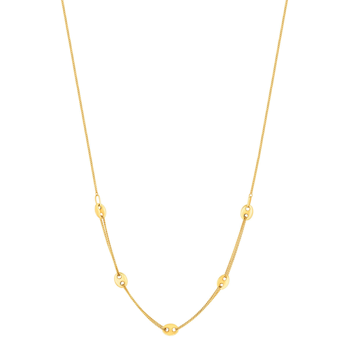 Collier or 375 jaune 5 motifs grain de café 45 cm - vue 2