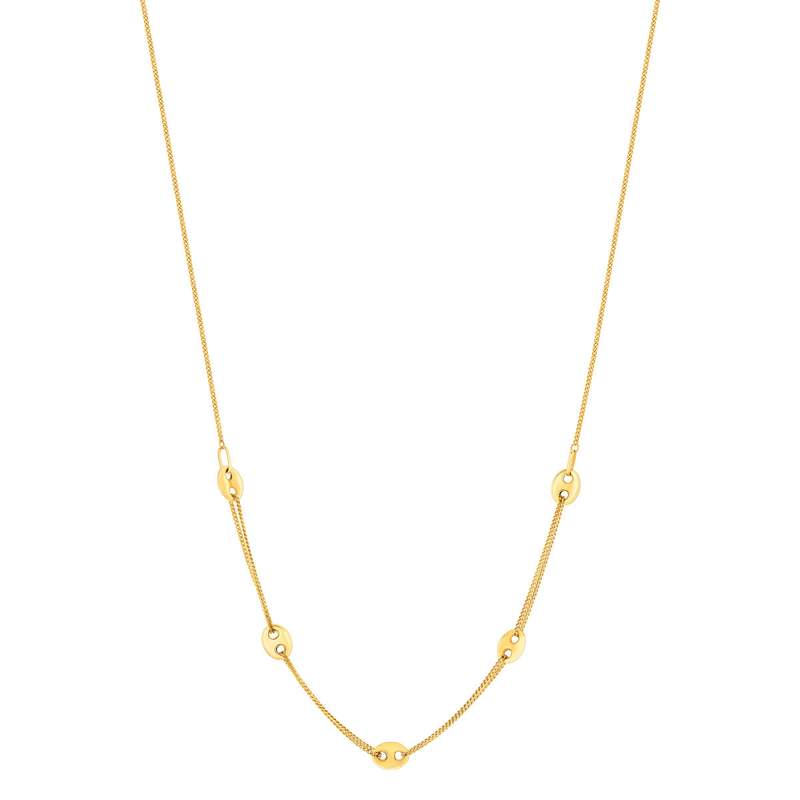 Collier or 375 jaune 5 motifs grain de café 45 cm - vue 2