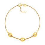 Bracelet or 375 jaune 3 motifs grain de café 19cm - vue 1