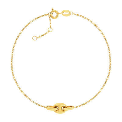 Bracelet or 375 jaune motif grain de café 19 cm