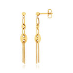 Boucles d'oreilles or 375 jaune pendants maille grain de café - vue 1