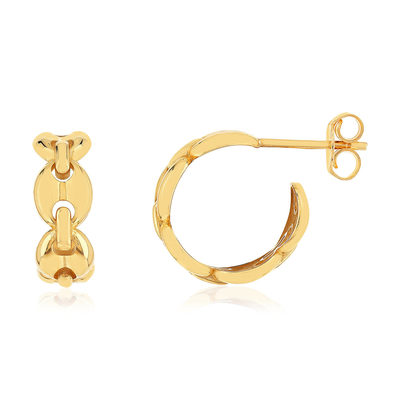 Demi créoles or 375 jaune maille grain de café