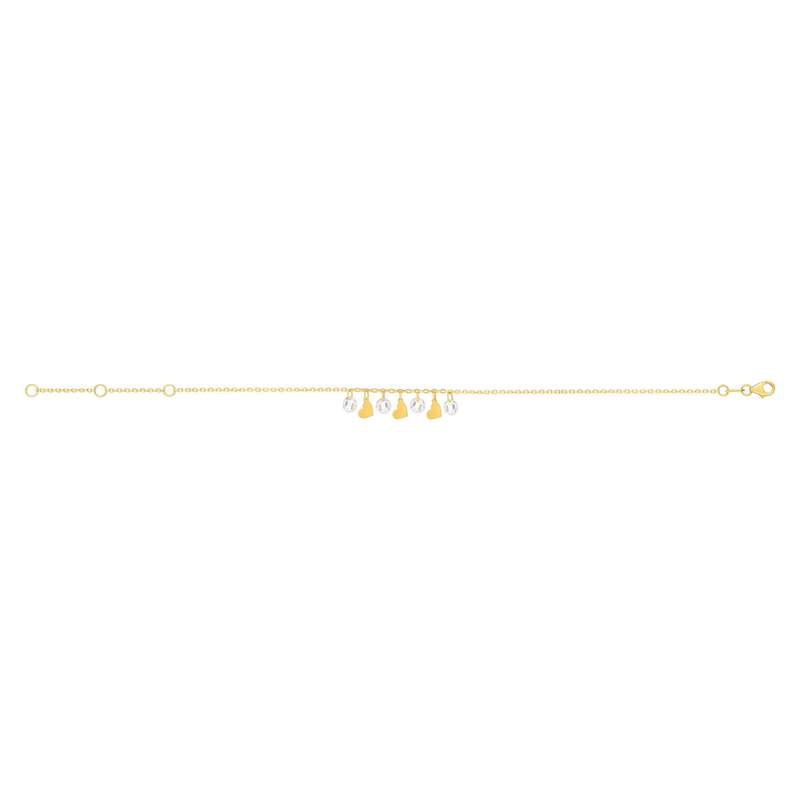 375 yellow gold bracelet with hearts and zirconias 20.5cm - view 2