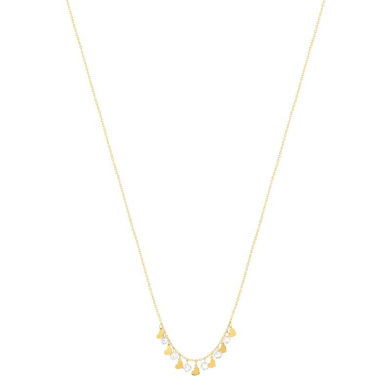 Collier or 375 jaune pampilles coeurs et zirconias 45cm - vue 2