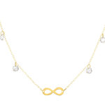 Collier or 375 jaune motif infini et pampilles zirconias 45cm - vue 1