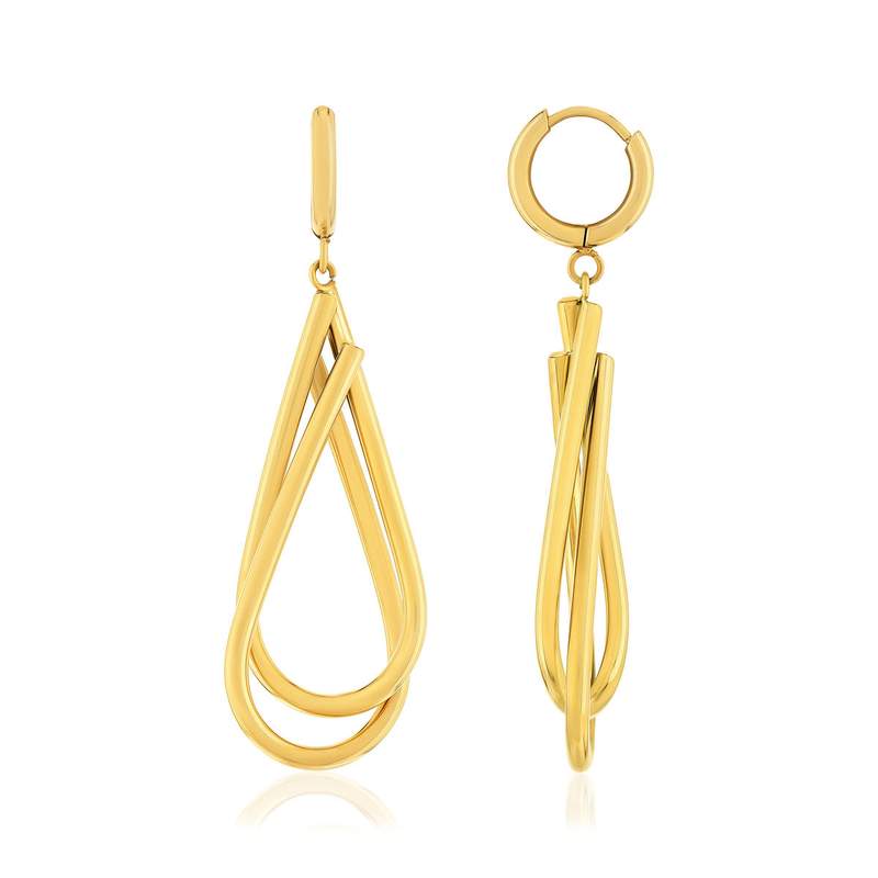 Boucles d'oreilles pendants acier doré - vue 1