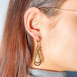 Boucles d'oreilles pendants acier doré - vue porté 1