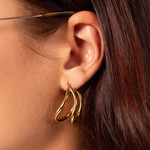 Créoles acier inoxydable doré torsadées - vue porté 1