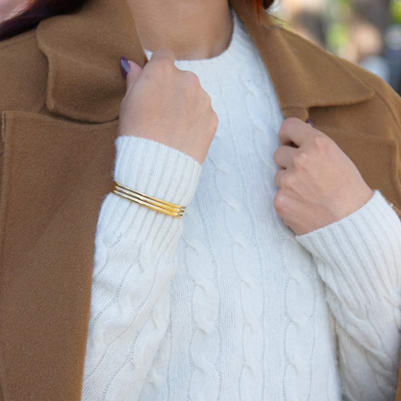 Bracelet jonc acier jaune - vue porté 2