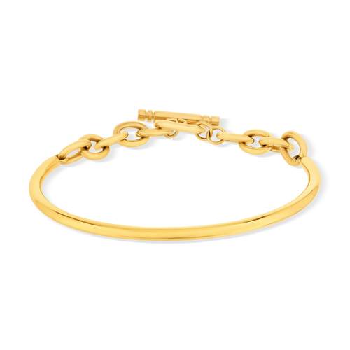 Bracelet jonc acier jaune maille fantaisie