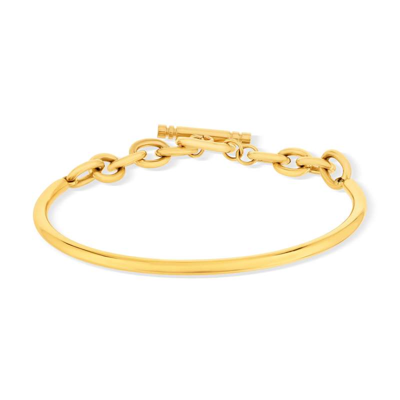 Bracelet jonc acier jaune maille fantaisie - vue 1