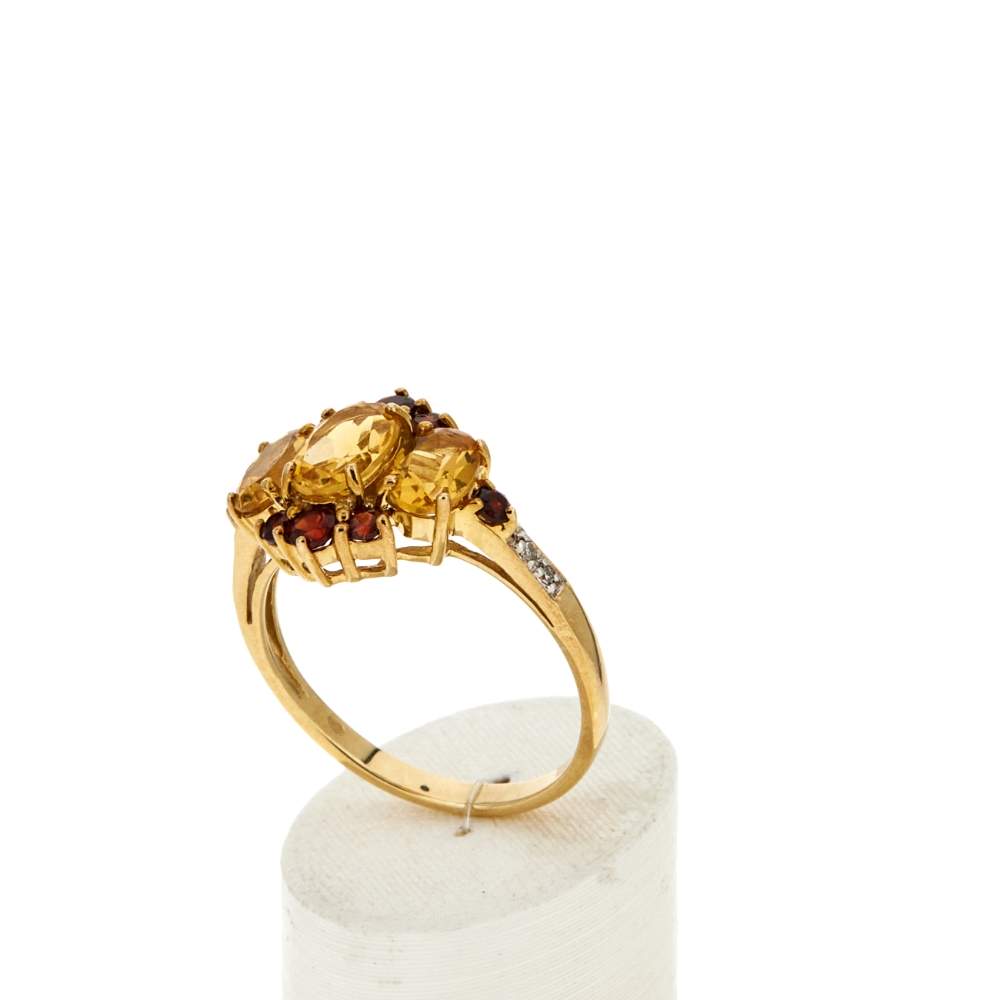 Bague or 375 2 tons pierres fines et diamants - vue 3