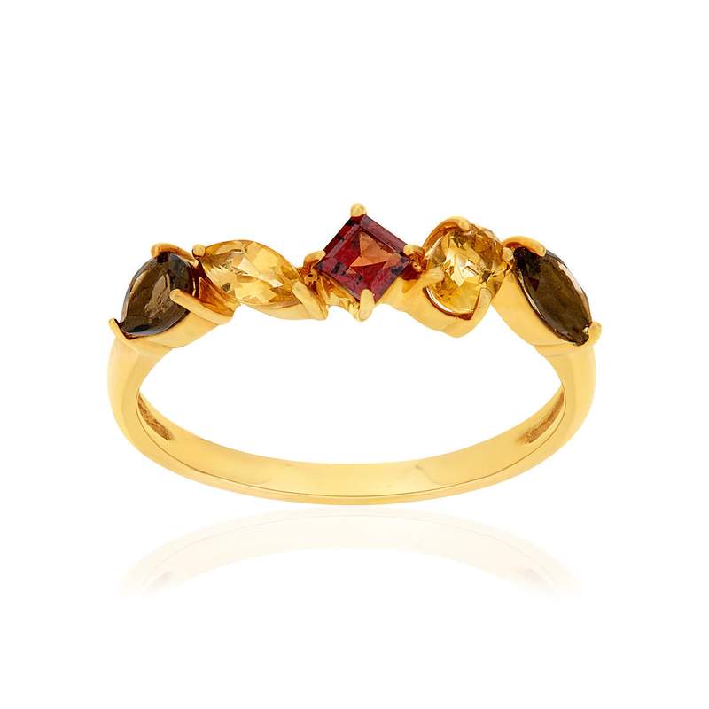 Bague or 375 jaune pierres fines - vue 1