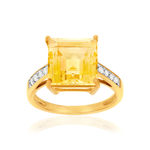 Bague or 375 2 tons citrine carrée et zirconias - vue 1