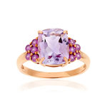 Bague or 375 rose pierres fines - vue 1