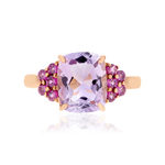 Bague or 375 rose pierres fines - vue 3