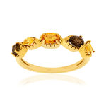 Bague or 375 jaune saphir orange et pierres fines - vue 1