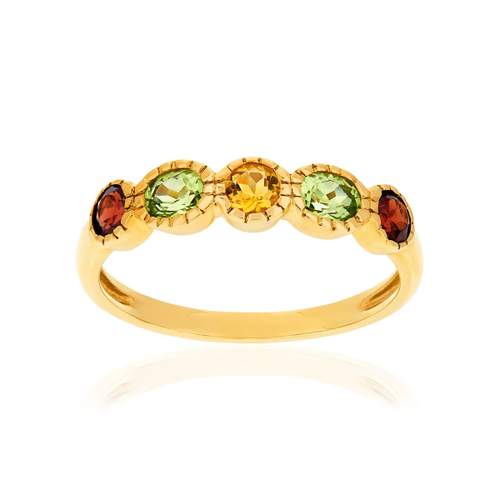 Bague or 375 jaune pierres fines
