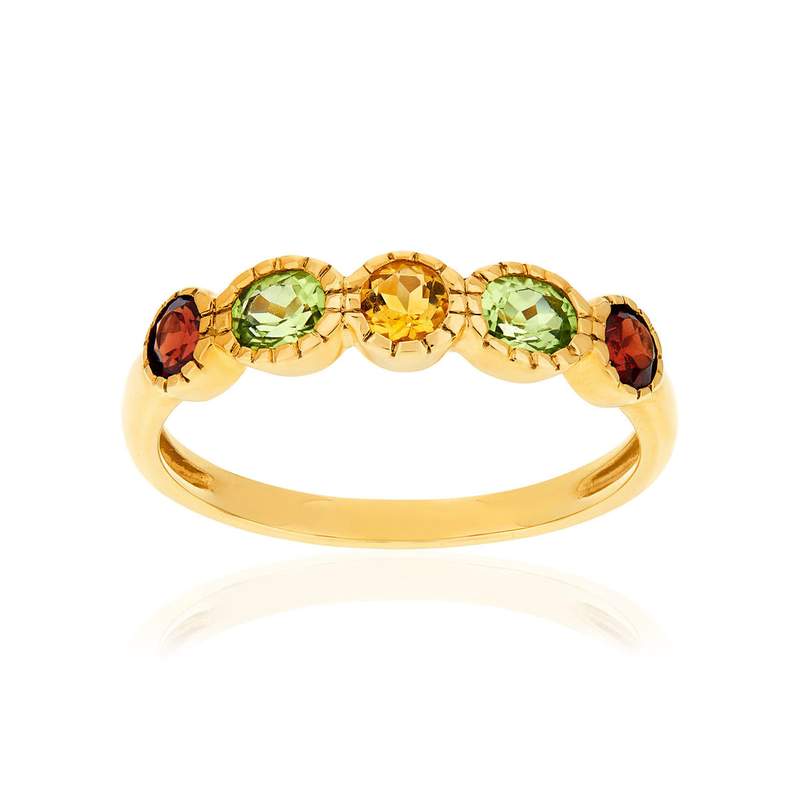 Bague or 375 jaune pierres fines - vue 1