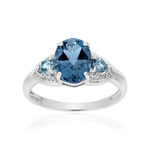 Bague or 375 blanc topazes bleues traitées - vue 1