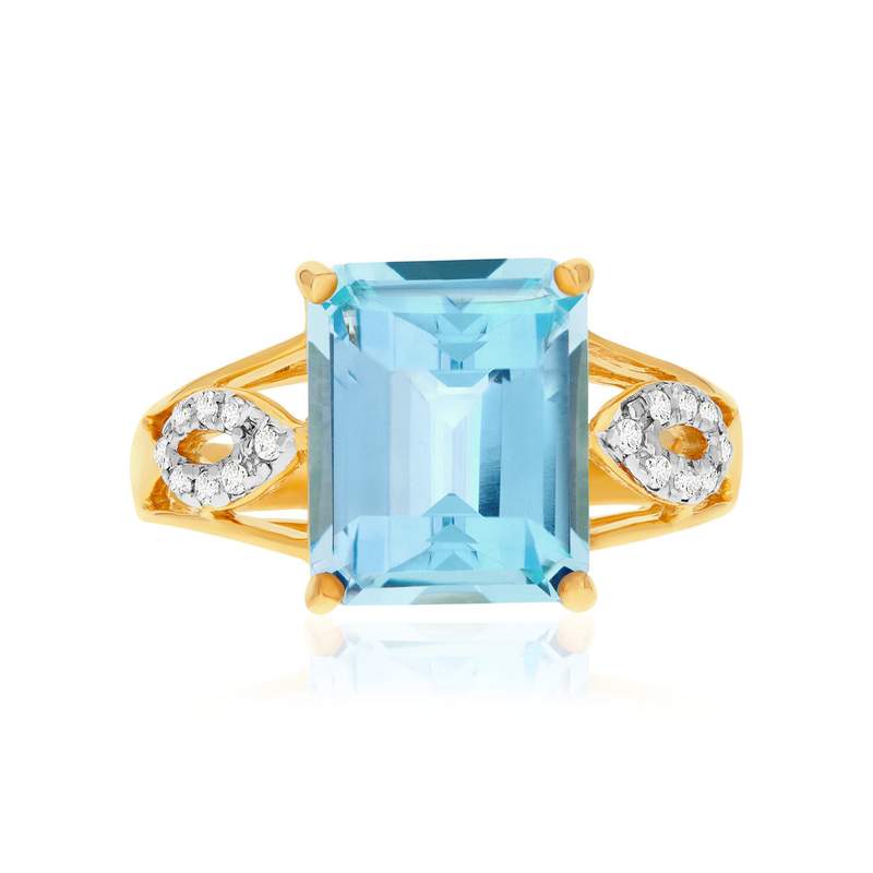 Bague or 375 2 tons topaze traitée et zirconias - vue 3