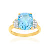 Bague or 375 2 tons topaze traitée et zirconias - vue V1