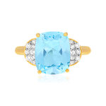 Bague or 375 2 tons topaze traitée et zirconias - vue 3