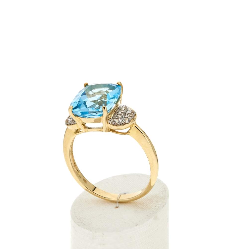 Bague or 375 2 tons topaze traitée et zirconias - vue 3