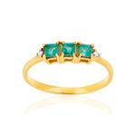 Bague or 375 2 tons émeraudes et diamants - vue 1