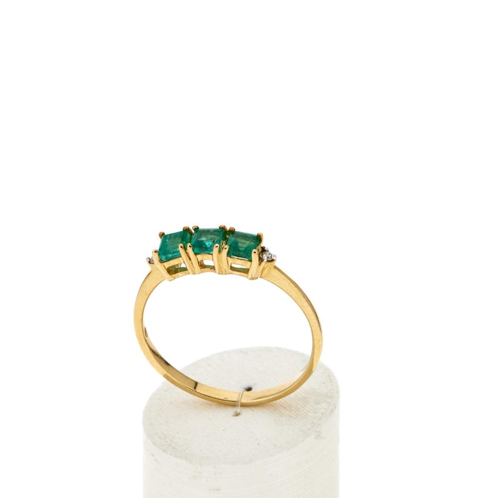 Bague or 375 2 tons émeraudes et diamants - vue 2