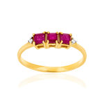 Bague or 375 2 tons rubis et diamants - vue 1