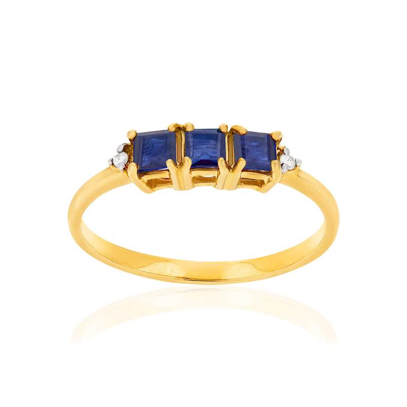 Bague or 375 2 tons saphirs et diamants - vue 1