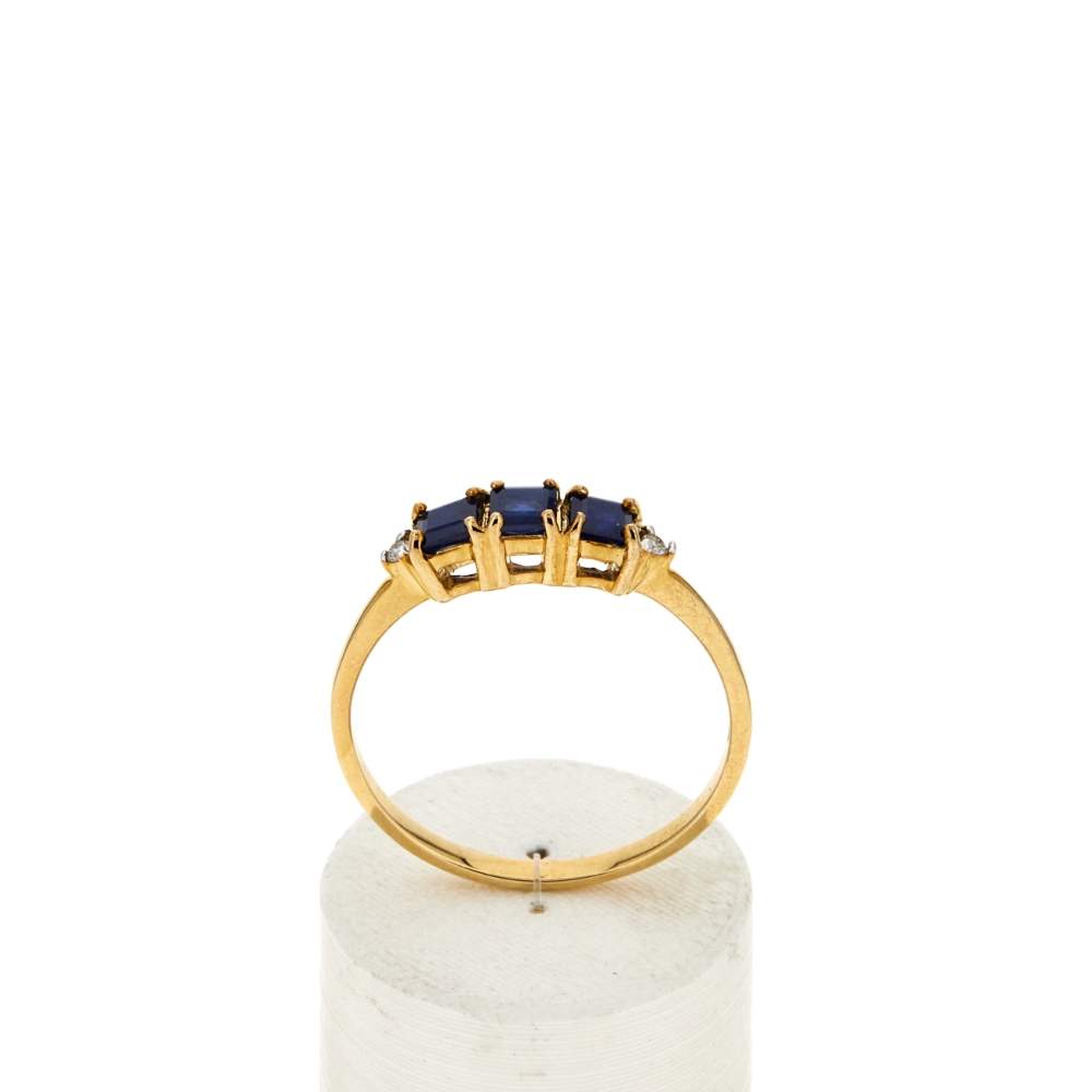 Bague or 375 2 tons saphirs et diamants - vue 1