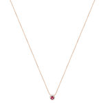 Collier or 375 rose et rhodié grenat rhodolite et saphirs blancs 45cm - vue 2