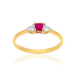 Bague or 375 2 tons rubis et diamants - vue 1