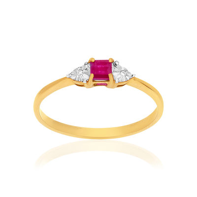 Bague or 375 2 tons rubis et diamants - vue 1
