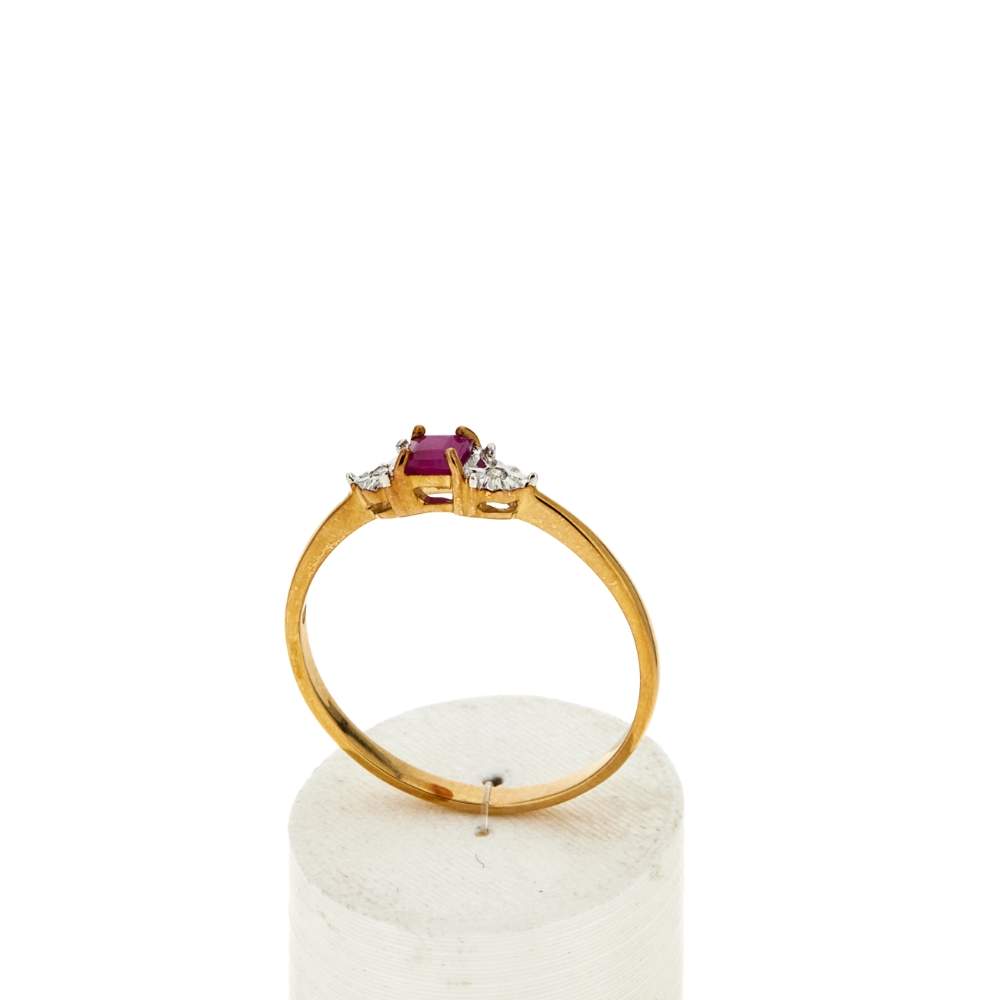 Bague or 375 2 tons rubis et diamants - vue 2