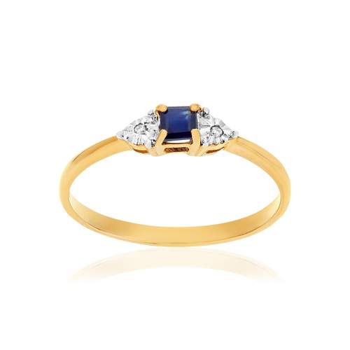 Bague or 375 2 tons saphir et diamants