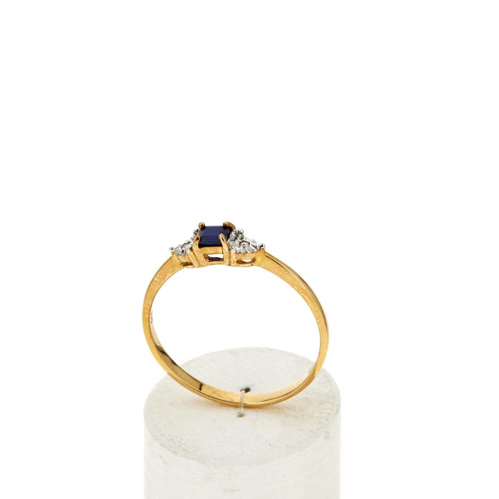 Bague or 375 2 tons saphir et diamants - vue 2