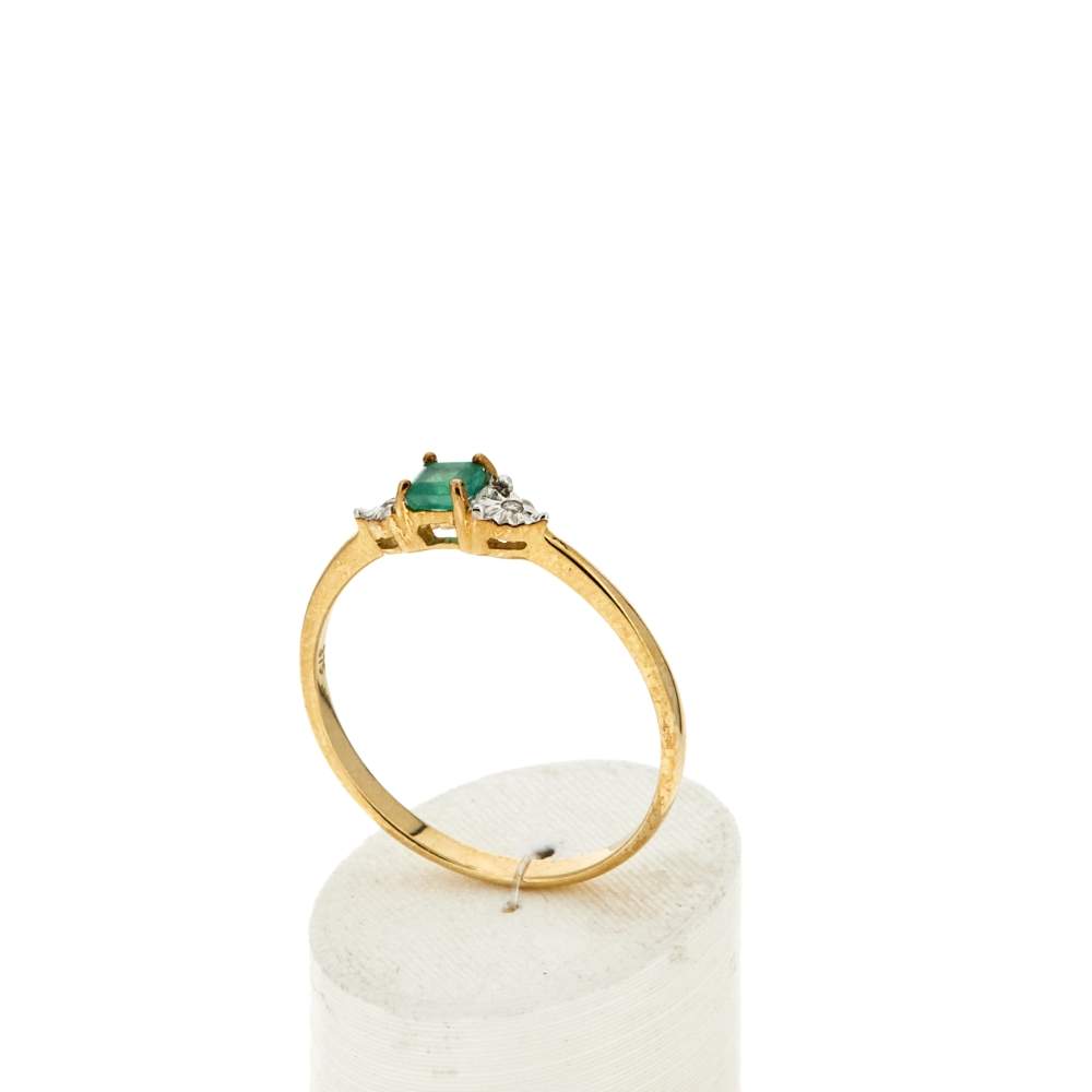 Bague or 375 2 tons émeraude et diamants - vue 3